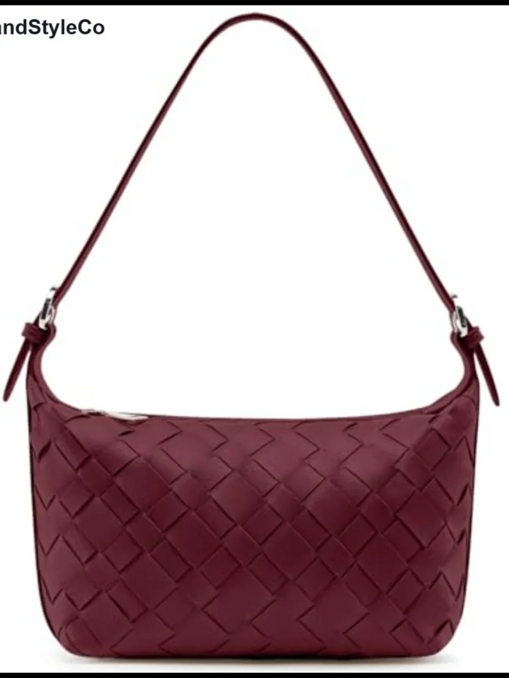 Woven Faux Leather Small Hobo Shoulder Crossbody Bag With Zipper